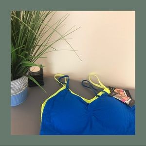 pack of 2 neon seamless padded sports bras